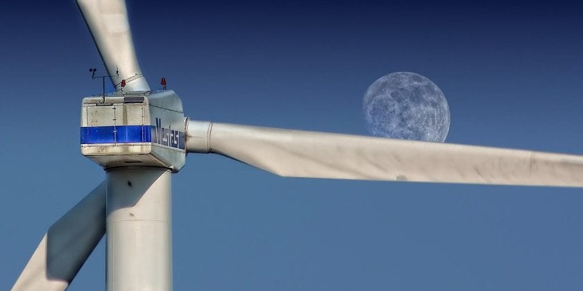 windmill, sky, night sky, moon, turbine, wind turbine, wind farm, wind power station, wind power plant, structure, pinwheel, nature, wind energy, wind power, environmental technology, wind park, renewable energy
