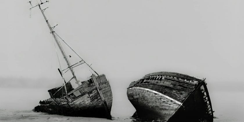 A couple of boats that are sitting in the sand