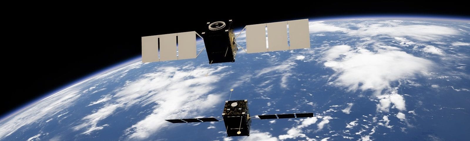 a satellite satellite flying over the earth